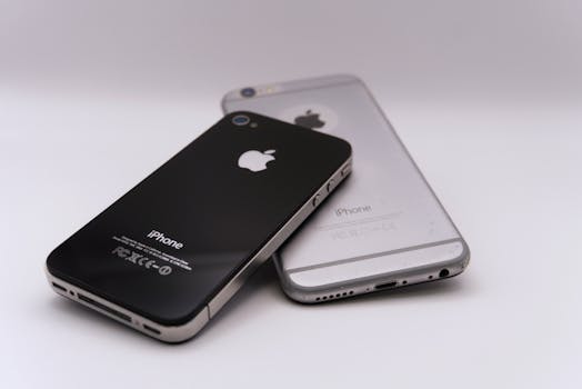 Two smartphones displayed on a white surface, showcasing modern technology.